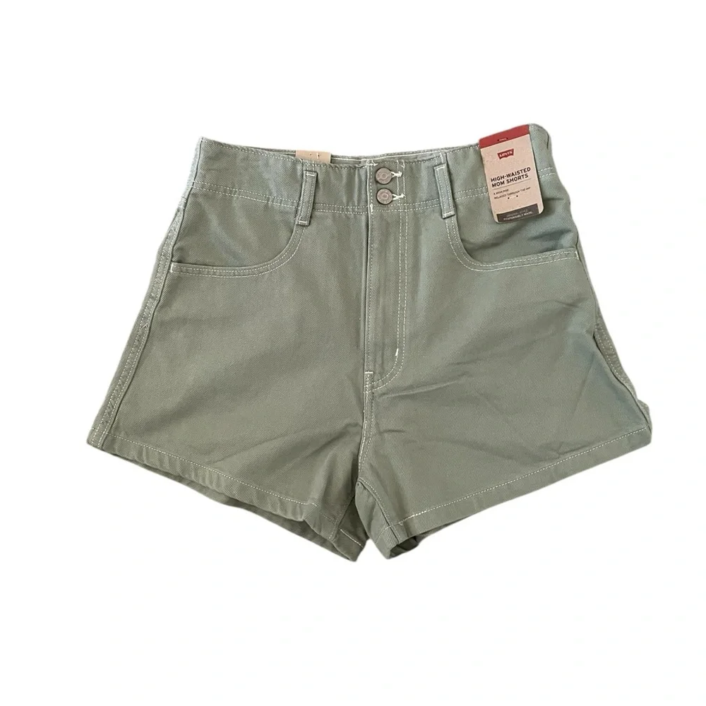 Levi’s HIGH-RISE MOM SHORTS Green Casual Shorts Size 30 - Picture 6 of 12
